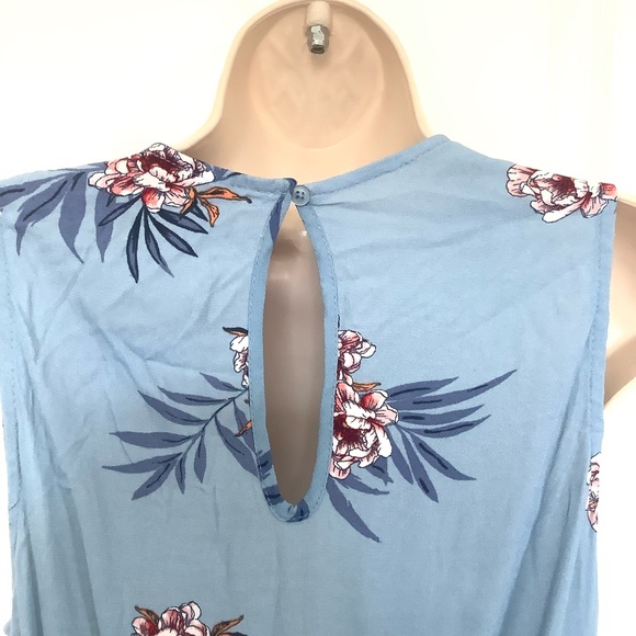 WT Xhilaration Sleeveless Indigo Blue Floral Dress M Corset Front Keyhole Back - Picture 4 of 8